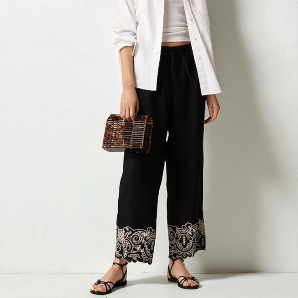 J. Crew New Soleil pant in embroidered linen Size large Tall - Picture 1 of 10